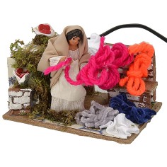 Venditrice di lana in movimento serie 10 cm Mondo Presepi