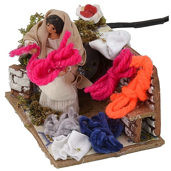 Vendedora de lana en movimiento serie 10 cm Mundo Pesebres