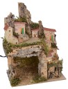 Illuminated nativity scene with landscape and grotto cm
