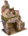 Illuminated nativity scene with landscape and grotto cm
