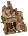 Pesebre iluminado con cueva completa de Natividad Landi