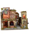 Presepe con borgo illuminato, forno e fontana funzionanti cm