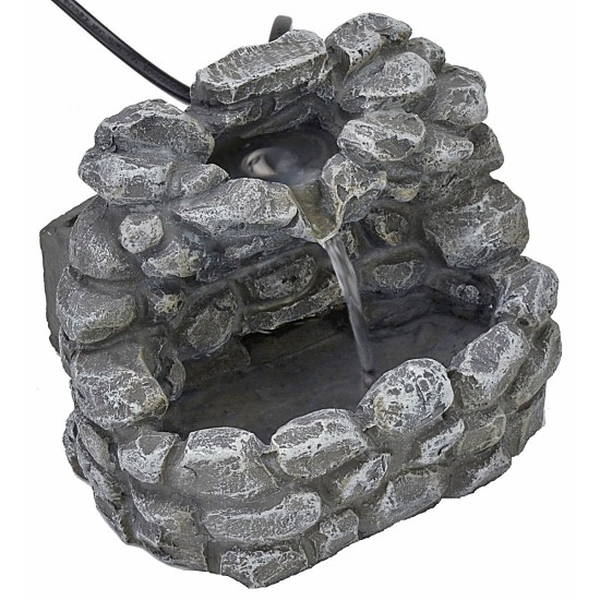 Fuente de resina en funcionamiento efecto piedra 13x12x11 h Mundo
