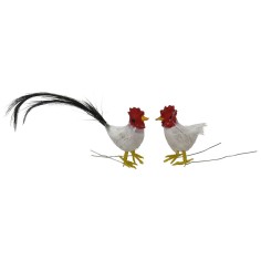 Conjunto de gallo y gallina con plumas para figuras de 10 cm Mondo Presepi 2