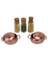 Set of 3 jars with spices and 2 miniature nativity pots