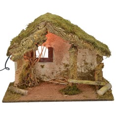 Capanna per presepe illuminata cm 50x24x36 h