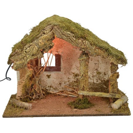 Capanna per presepe illuminata cm 50x24x36 h