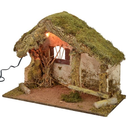 Capanna per presepe illuminata cm 50x24x36 h Mondo Presepi