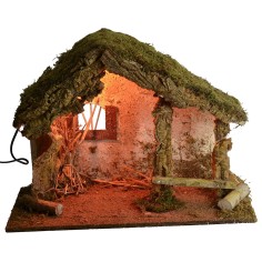 Capanna per presepe illuminata cm 50x24x36 h Mondo Presepi 2
