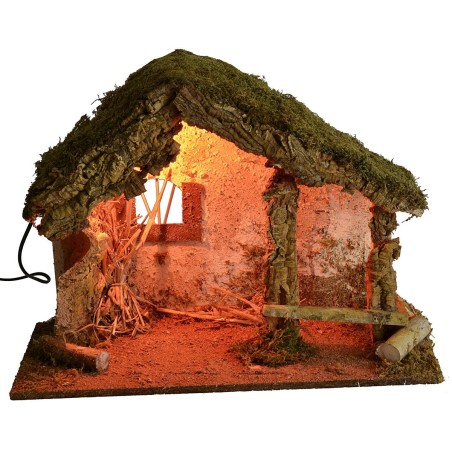 Capanna per presepe illuminata cm 50x24x36 h