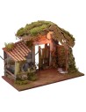Cabaña para belén iluminada con recinto de 50x36x36 cm h