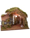 Capanna per presepe illuminata con recinto cm 50x36x36 h Mondo