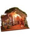 Cabaña para pesebre iluminada con recinto de 50x36x36 cm h Mondo.