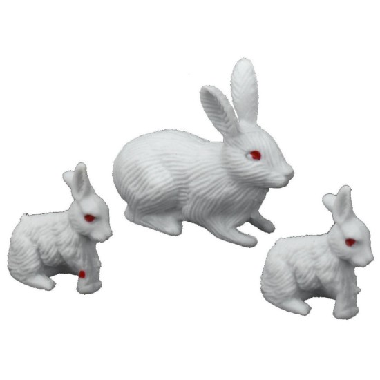 Famiglia di conigli per statue 12 cm