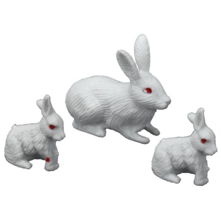Famiglia di conigli per statue 12 cm Mondo Presepi