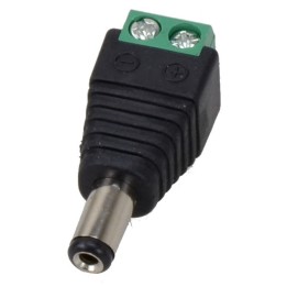 Conector macho de 5,5x2,1mm con terminales de tornillo.