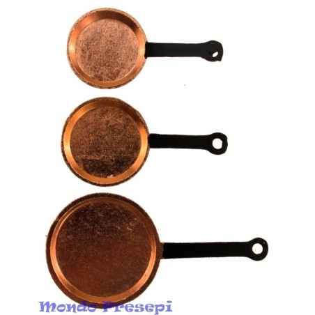 Set of 3 copper pans