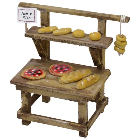 Banchetto con pizze e pane cm 11x6x10,5 h Mondo Presepi