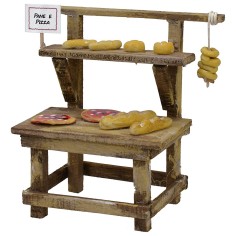 Banchetto con pizze e pane cm 11x6x10,5 h Mondo Presepi 2