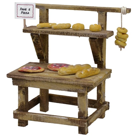 Banchetto con pizze e pane cm 11x6x10,5 h