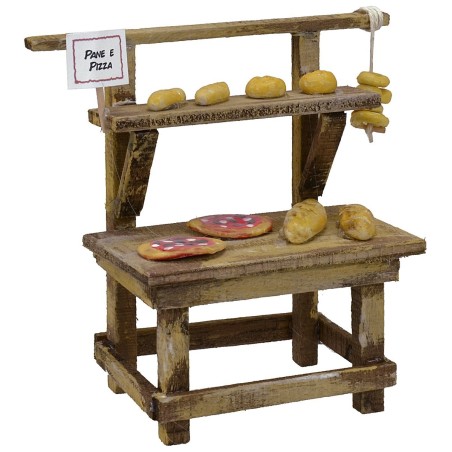Banchetto con pizze e pane cm 11x6x10,5 h Mondo Presepi
