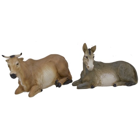 Bue y Asno en resina serie Pigini para estatuas de 13 cm Mundo