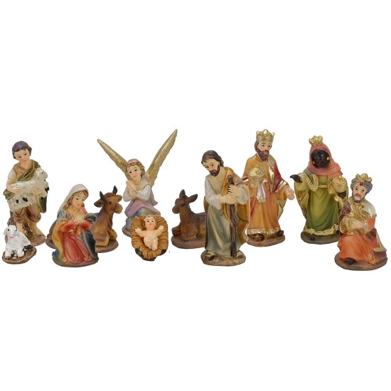 Conjunto de Natividad de 11 figuras de 5 cm en resina para Belén Mundo