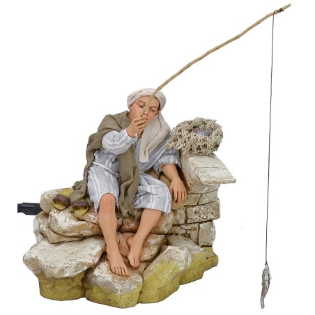 Joven pescador serie 30 cm en movimiento Pigini Mondo Presepi
