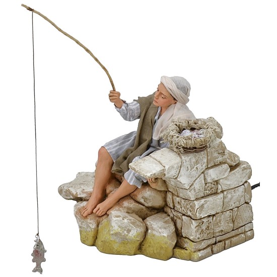 Giovane pescatore serie 30 cm in movimento Pigini Mondo Presepi