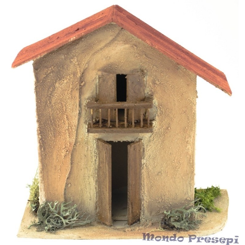 Wooden house with balcony 28X14.5X27 cm