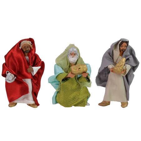Set 3 Re Magi 11-12 cm vestiti in tessuto