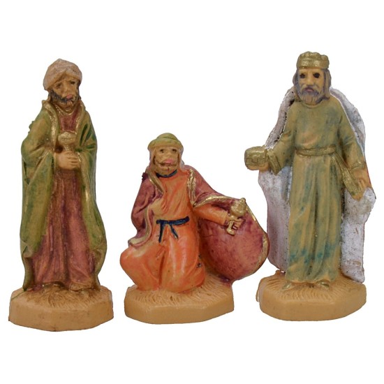 Cm 4 Conjunto de tres Reyes Magos lux en pvc Mondo Presepi