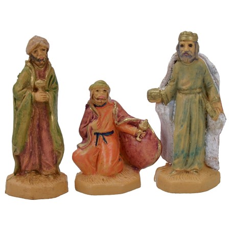 Cm 4 Conjunto de tres Reyes Magos lux en pvc Mondo Presepi