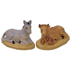 Cm 4 set bue e asino lux in pvc Mondo Presepi