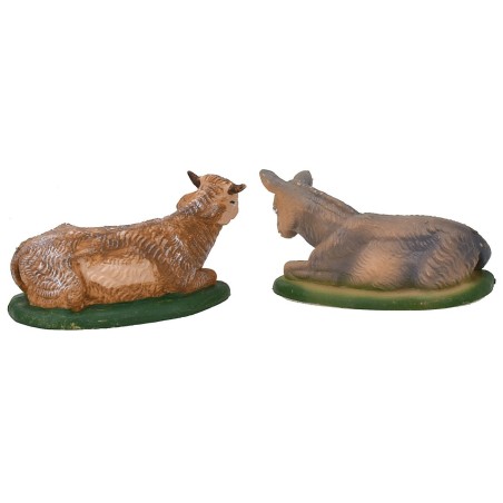 Conjunto de buey y burro de 8 cm en PVC Mondo Presepi