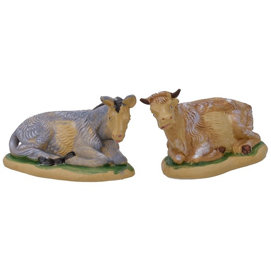 Conjunto de buey y burro lux de 8 cm en PVC Mondo Presepi