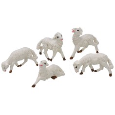 Conjunto de 5 ovejas para el belén para pastores de 8 cm