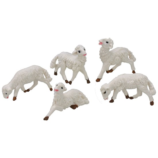 Conjunto de 5 ovejas para el belén para pastores de 8 cm