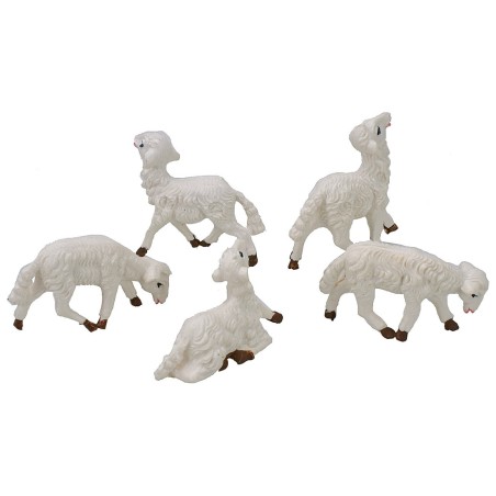 Conjunto de 5 ovejas para el belén para pastores de 8 cm