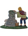8 cm Shepherd with sheep at the fountain in pvc