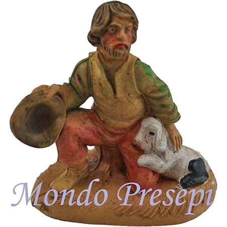 Cm 8 lux Uomo che accarezza il cane Mondo Presepi