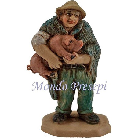 Cm 8 lux Uomo con maiale Mondo Presepi