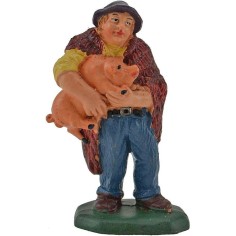 8 cm Peasant with pig in pvc