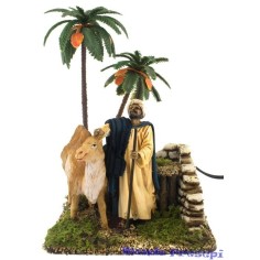 Arab with camel and palm 12 cm Landi in motion
