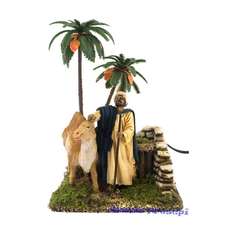 Arab with camel and palm 12 cm Landi in motion