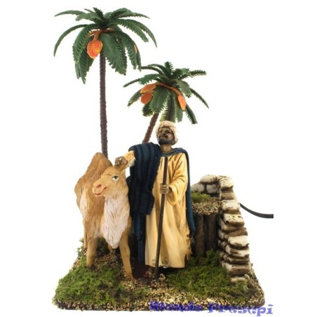 Arab with camel and palm 12 cm Landi in motion