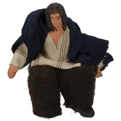 Uomo seduto cm 8 con braccio su-giù Mondo Presepi