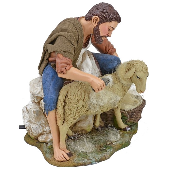 Esquilador y oveja en movimiento serie 30 cm Pigini Mondo Presepi