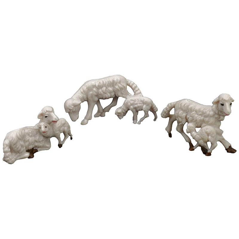 Set 3 pecore in pvc con agnello per figure cm 8-10