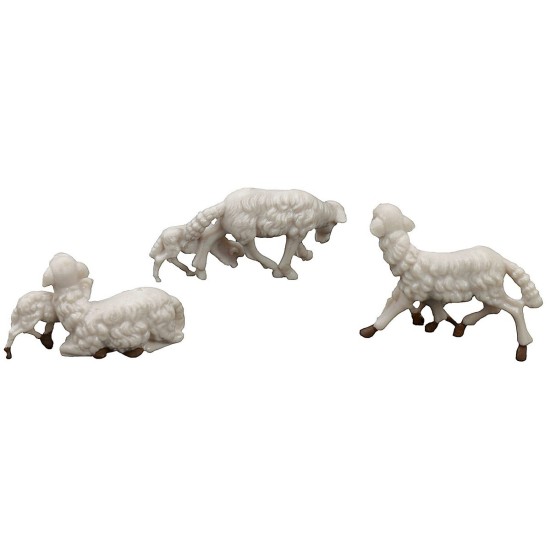 Set 3 pecore in pvc con agnello per figure cm 8-10